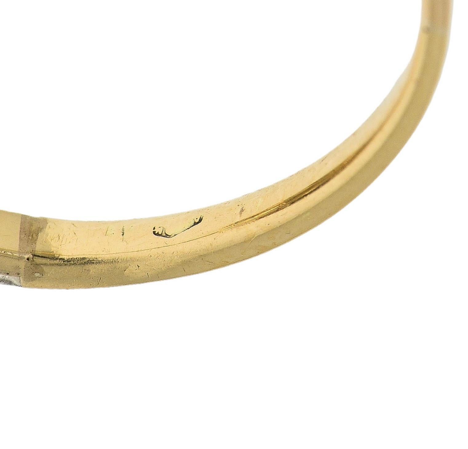 Victorian 1.60 CTW Sapphire Diamond Silver 14 Karat Gold Antique Love Knot Ring For Sale 3