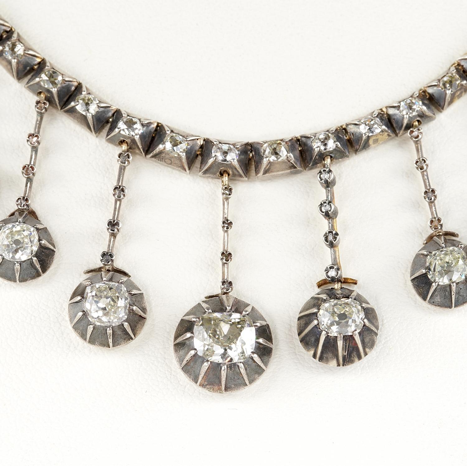 Victorian 16.00 Ct Diamond Rare French Necklace In Good Condition For Sale In Napoli, IT