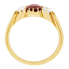 Victorian 1.60ct Garnet and Diamond Three Stone Ring, c.1880s