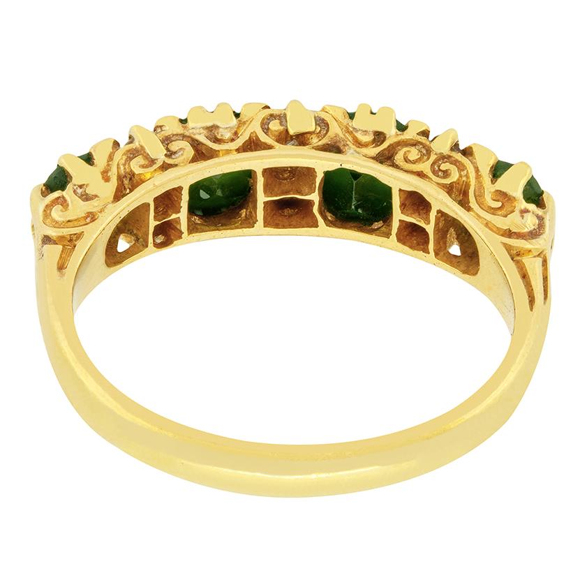Victorian 1.60ct Tourmaline and Diamond Four Stone Ring, c.1880s In Good Condition For Sale In London, GB