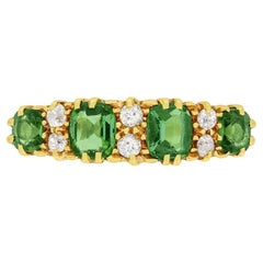 Antique Victorian 1.60ct Tourmaline and Diamond Four Stone Ring, c.1880s