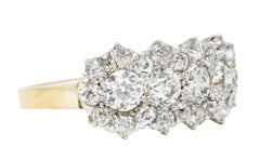 Victorian 1.61 Carats Old European Cut Diamond 10 Karat Two-Tone Gold Band Ring