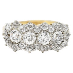 Victorian 1.61 Carats Old European Cut Diamond 10 Karat Two-Tone Gold Band Ring Victorian 1.61 Carats Old European Cut Diamond 10 Karat Two-Tone Gold Band Ring