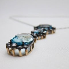 Victorian 16.29 Carat Aquamarine and Old European-Cut Diamond Drop Pendant