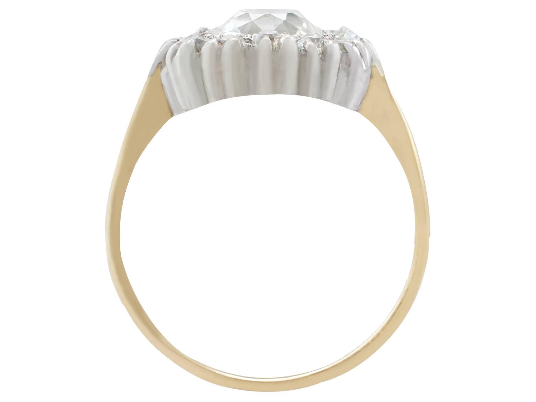 Women's Victorian 1.63 Carat Diamond Gold Platinum Cluster Ring