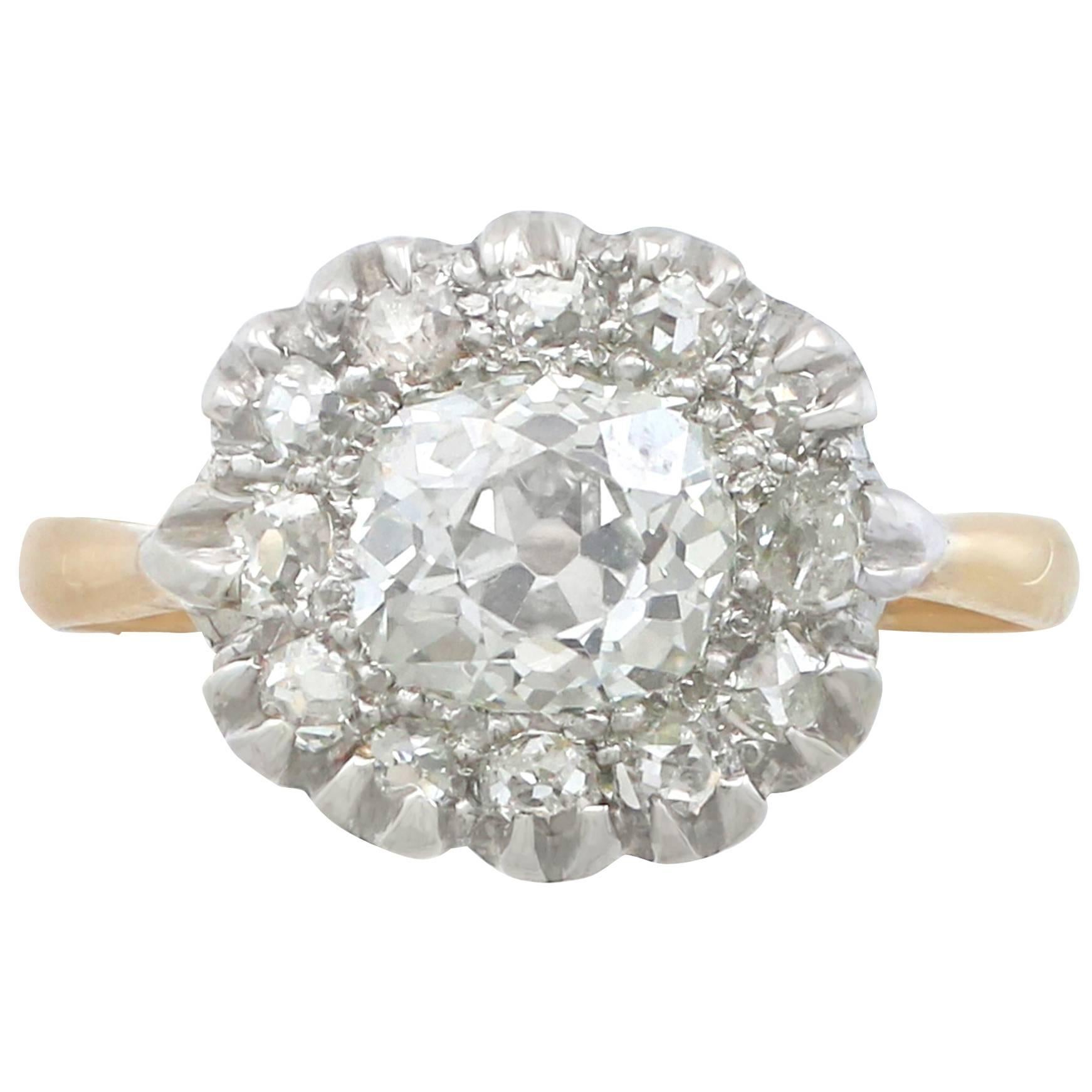 Victorian 1.63 Carat Diamond Gold Platinum Cluster Ring