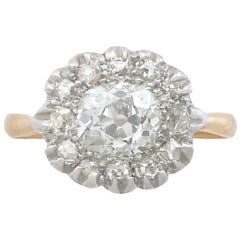 Victorian 1.63 Carat Diamond Gold Platinum Cluster Ring Victorian 1.63 Carat Diamond Gold Platinum Cluster Ring