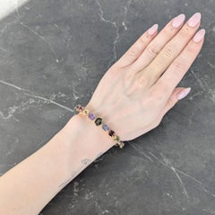 Viktorianischer 16,38 Karat Saphir Granat 14K Gold Antiker Harlekin-Armreif Armband