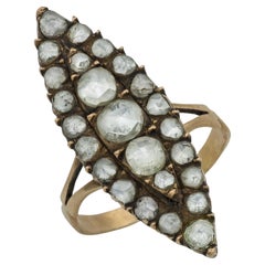 Anello vittoriano a navette in oro rosa 14k con diamante taglio rosa da 1,65 carati