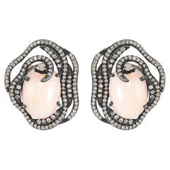 Victorian 16,65 ct. pt. Clous d'oreilles en corail/diamant 18 carats/SS