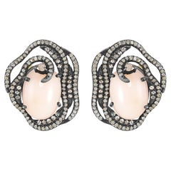 Victorian 16.5 ct. pt. Boucles d'oreilles corail et diamant 