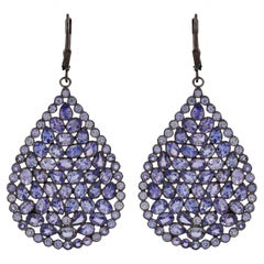 Victorian 16.75 Ct. T.W Tanzanite Teardrop Dangle Earring in 925 Sterling Silver