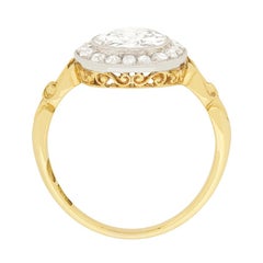 Victorian 1.67 Carat Diamond Halo Engagement Ring, circa 1900s
