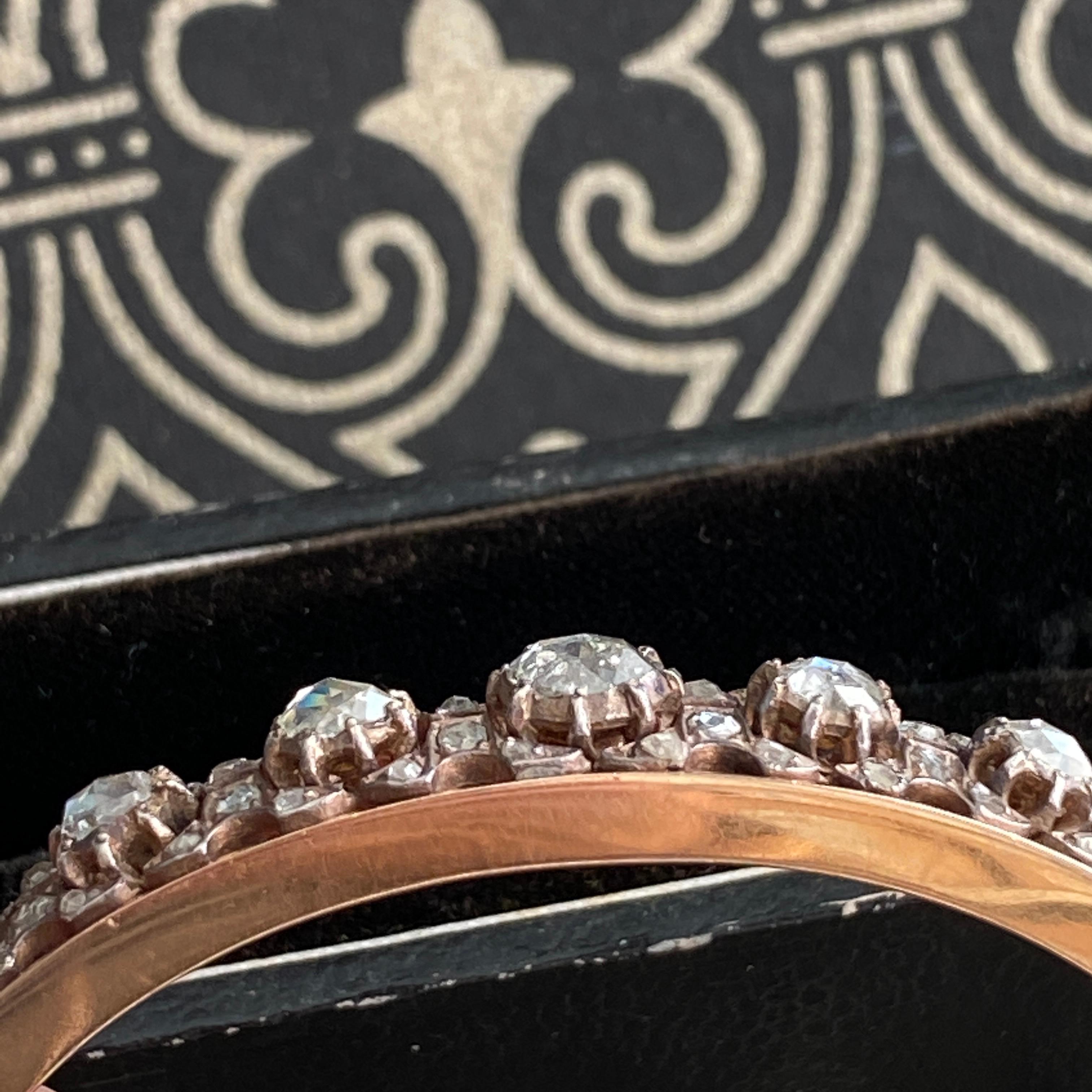 Victorian 1.68 Carat Diamond 18K Bangle Bracelet For Sale 6
