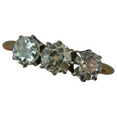 Victorian 1.7 Carat Old Cut Diamond 18 Carat Gold Trilogy Ring