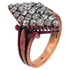 Victorian 1.70 carat old mine cut diamond 14k rose gold ring