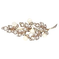 Victorian 1.70ct Diamond Acorn and Oak Leaf Brooch, c.1880s