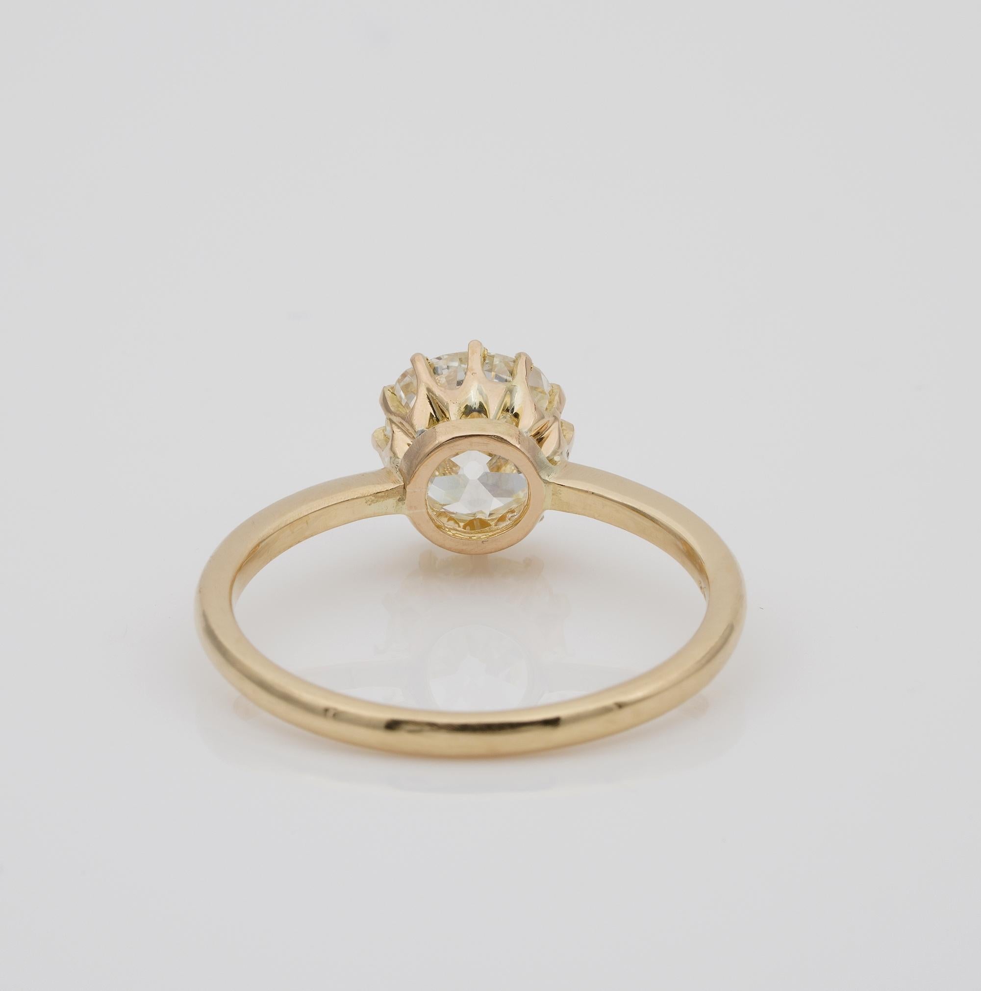 Women's Victorian 1.71 Carat Old Mine Cut Diamond Solitaire Ring I/J VVS For Sale