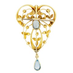 Victorian 1.75ct Aquamarine and Pearl Pendant/Brooch , c.1900s