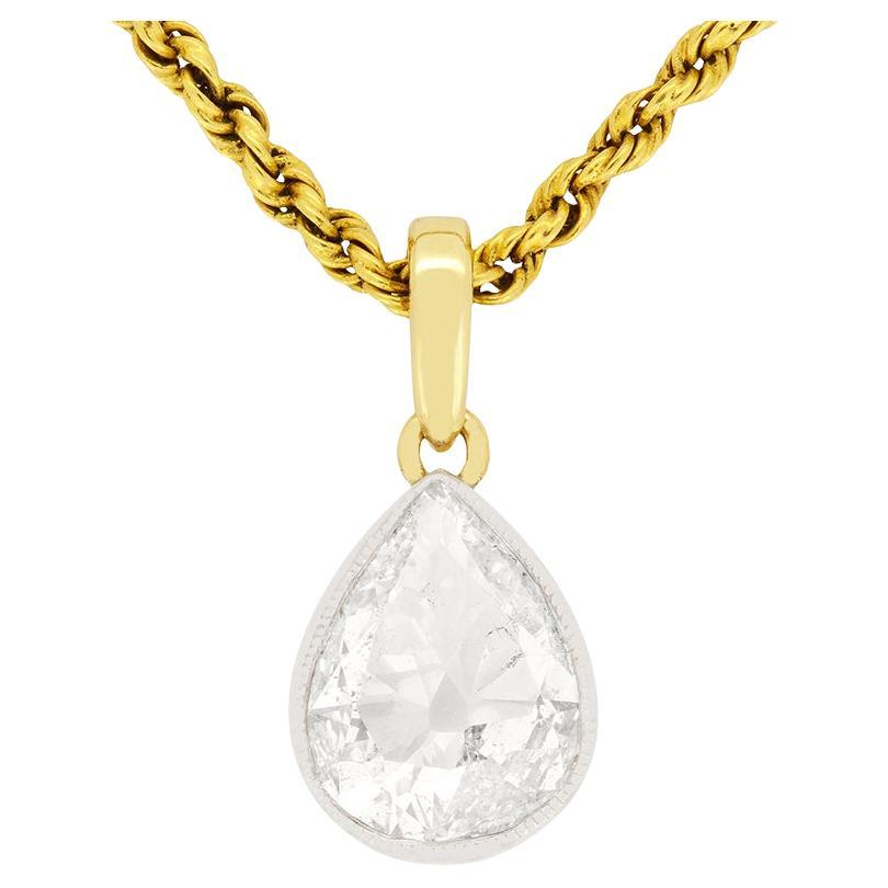 Victorian 1.75ct Old Pear Cut Diamond Necklace, circa 1880s For Sale