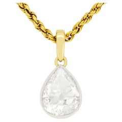 Viktorianische 1,75ct Old Pear Cut Diamant-Halskette, ca. 1880er Jahre