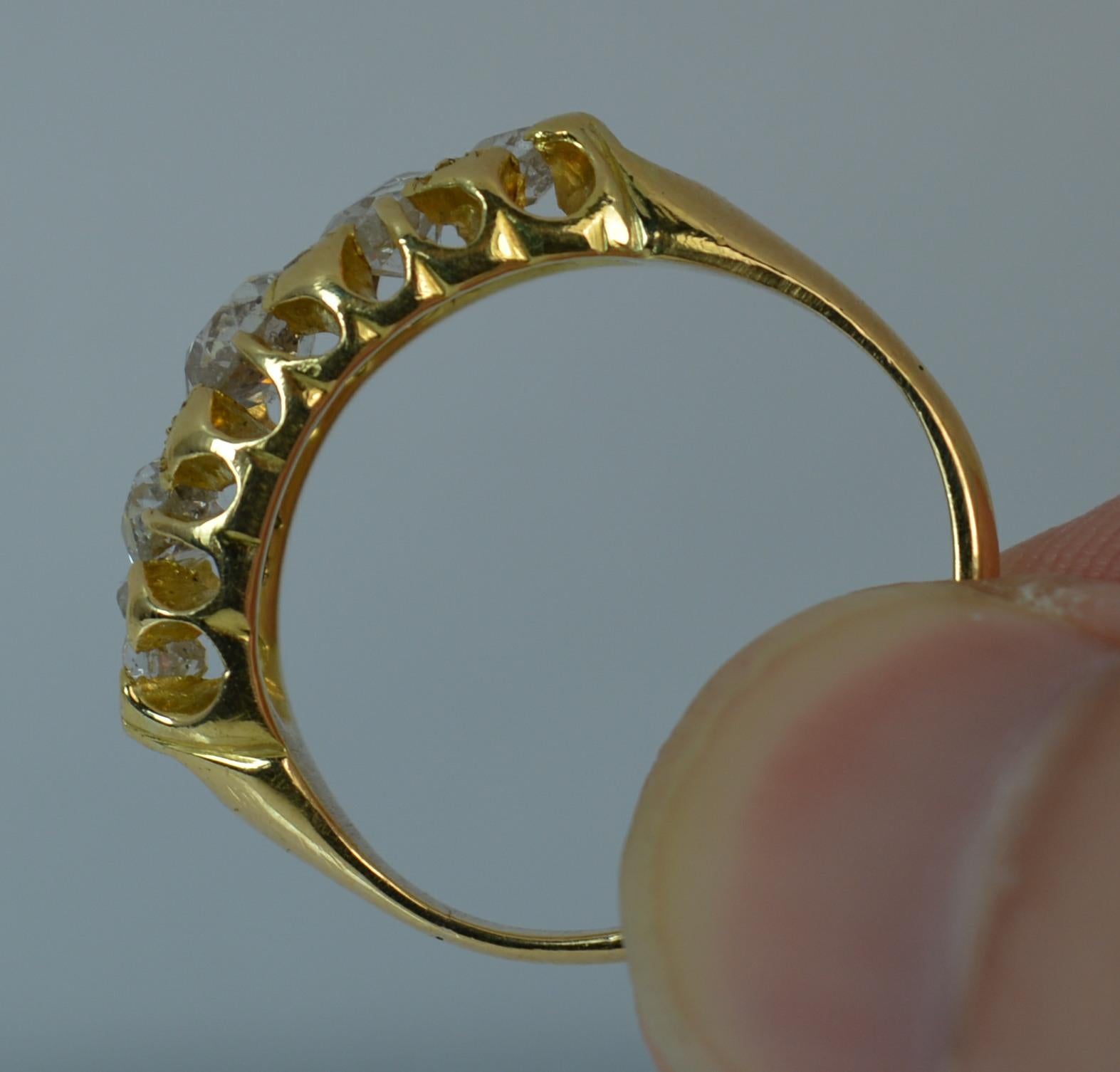 Women's Victorian 18 Carat Gold 1.25 Carat Old Cut Diamond Five-Stone Stack Ring