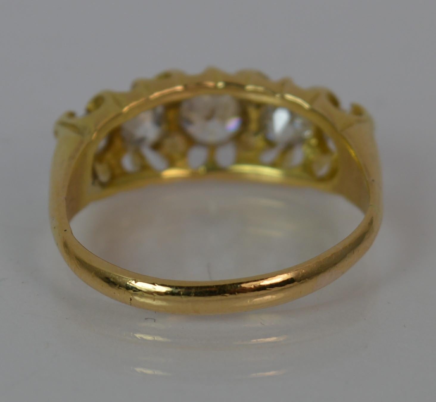 Victorian 18 Carat Gold 1.25 Carat Old Cut Diamond Five-Stone Stack Ring 3