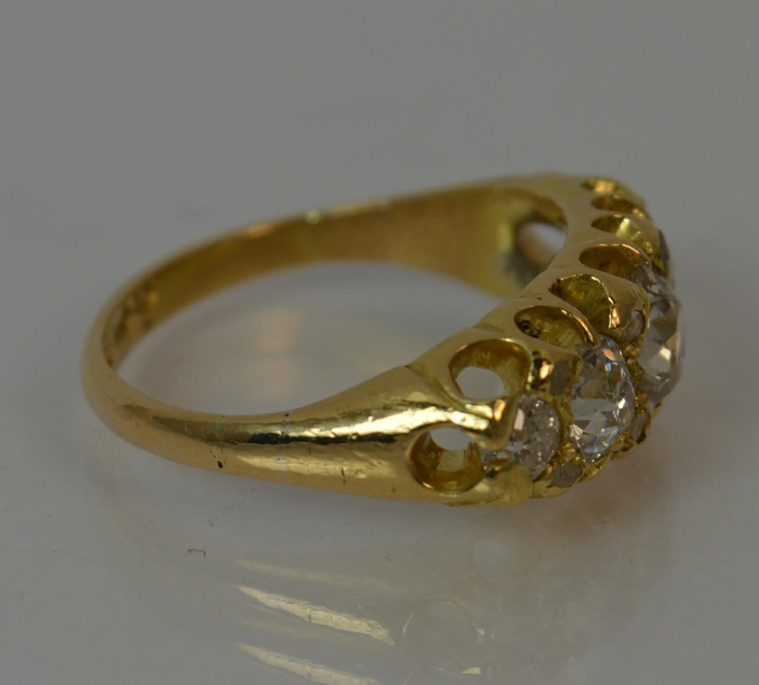 Victorian 18 Carat Gold 1.25 Carat Old Cut Diamond Five-Stone Stack Ring 4