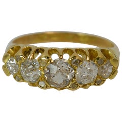 Victorian 18 Carat Gold 1.25 Carat Old Cut Diamond Five-Stone Stack Ring