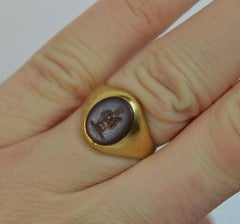 Victorian 18 Carat Gold and Carnelian Intaglio Signet Seal Ring