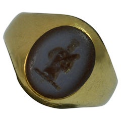 Antique Victorian 18 Carat Gold and Carnelian Intaglio Signet Seal Ring