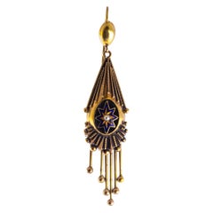 Victorian 18 Carat Gold and Enamel Drop Earrings