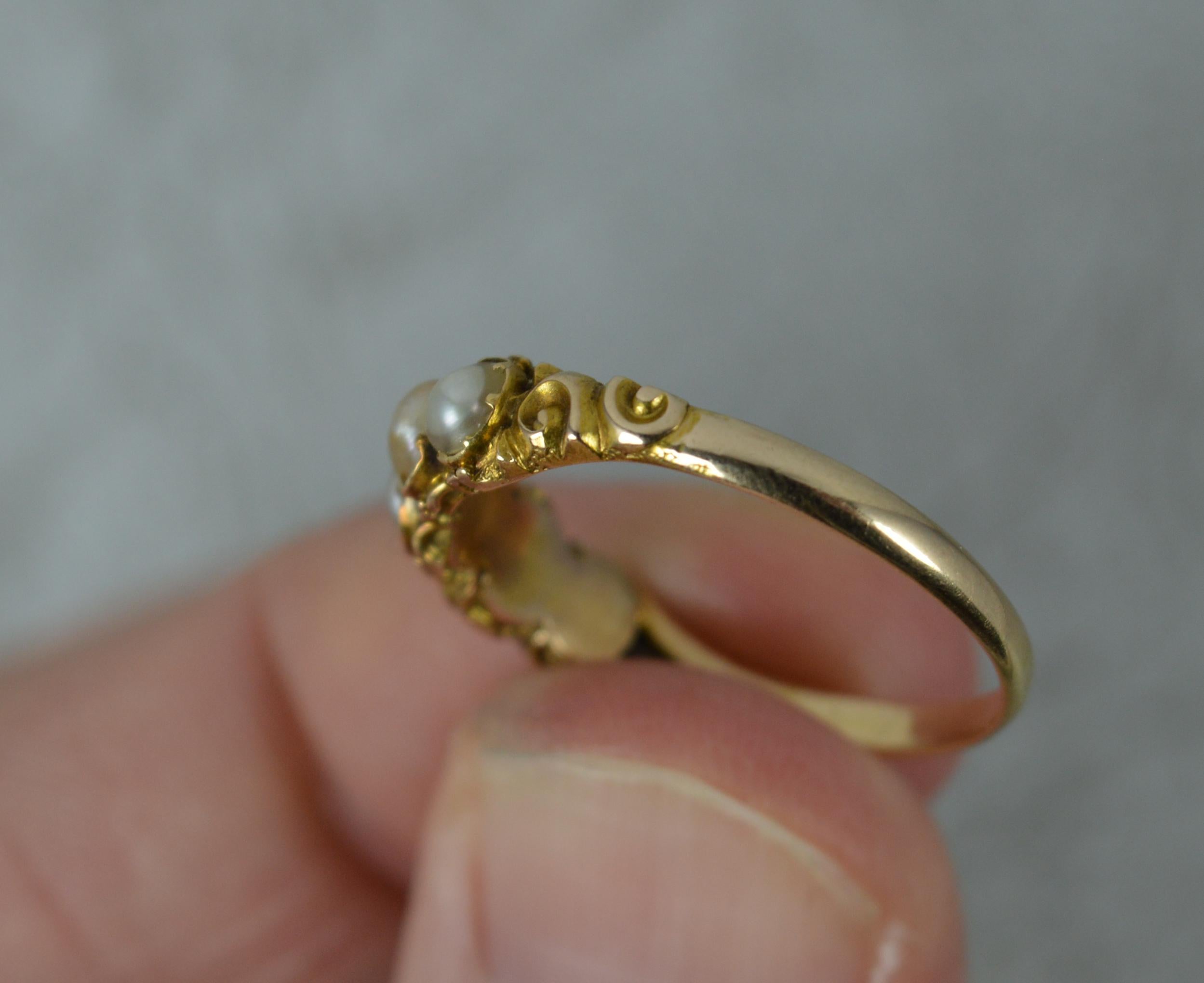 Women's Victorian 18 Carat Gold and Five Pearl Stack Ring