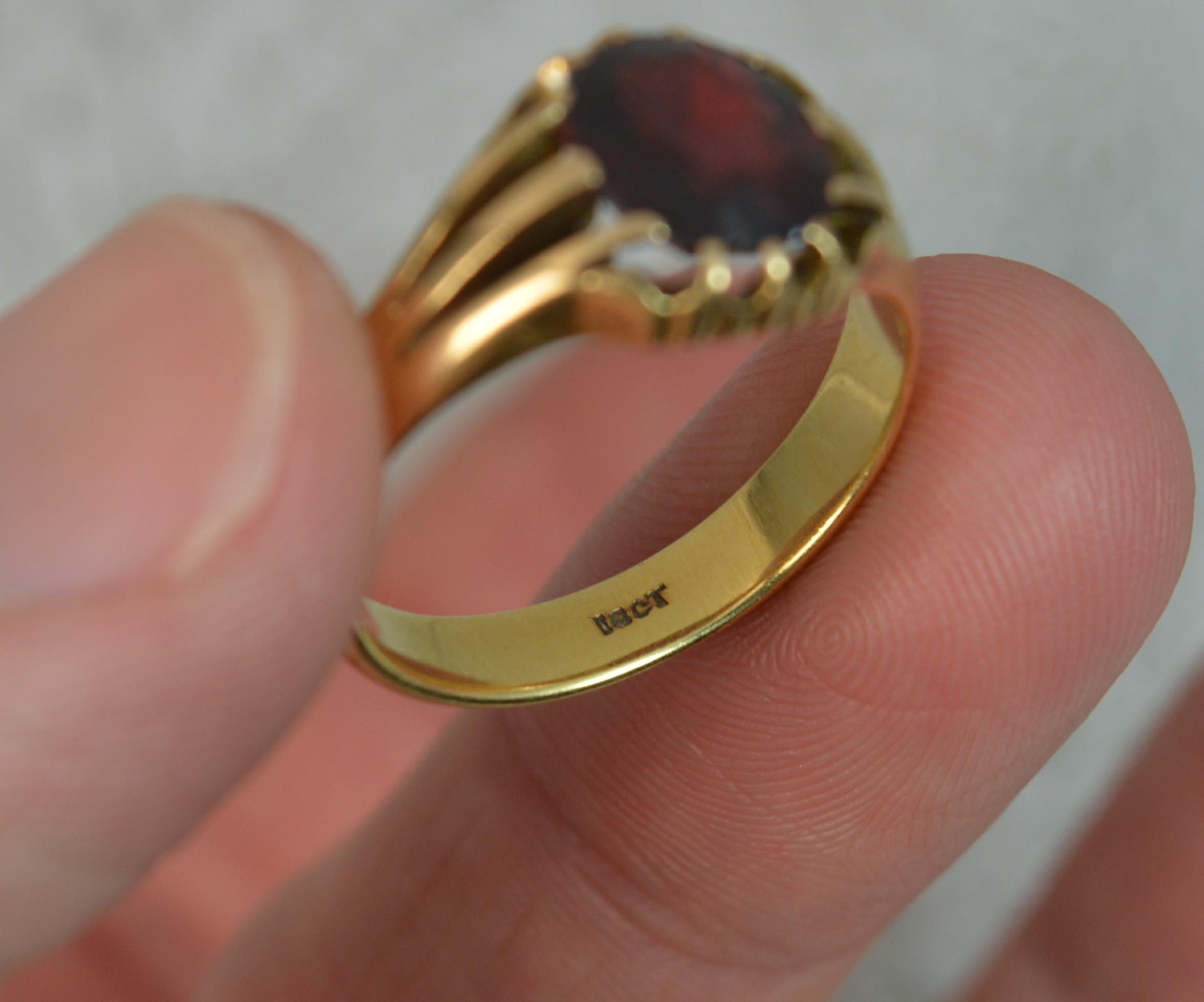 Victorian 18 Carat Gold and Garnet Solitaire Gypsy Ring 5