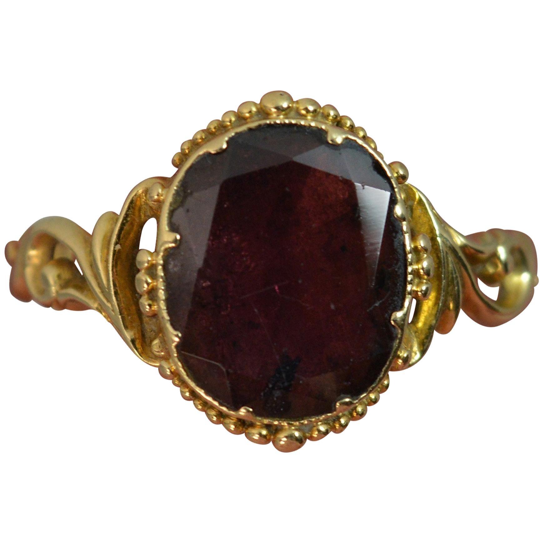 Victorian 18 Carat Gold and Garnet Solitaire Ring