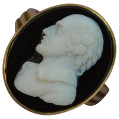 Victorian 18 Carat Gold and Hardstone William Shakespeare Signet Ring