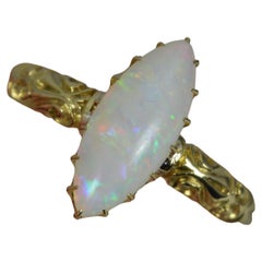 Victorian 18 Carat Gold and Marquise Opal Solitaire Navette Ring
