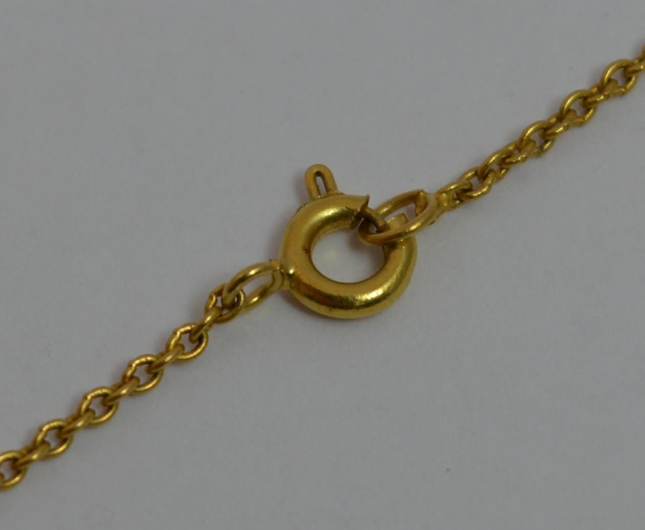 Victorian 18 Carat Gold and Natural Diamond Disc Pendant with Chain 2