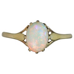 Victorian 18 Carat Gold and Single Colorful Opal Solitaire Ring