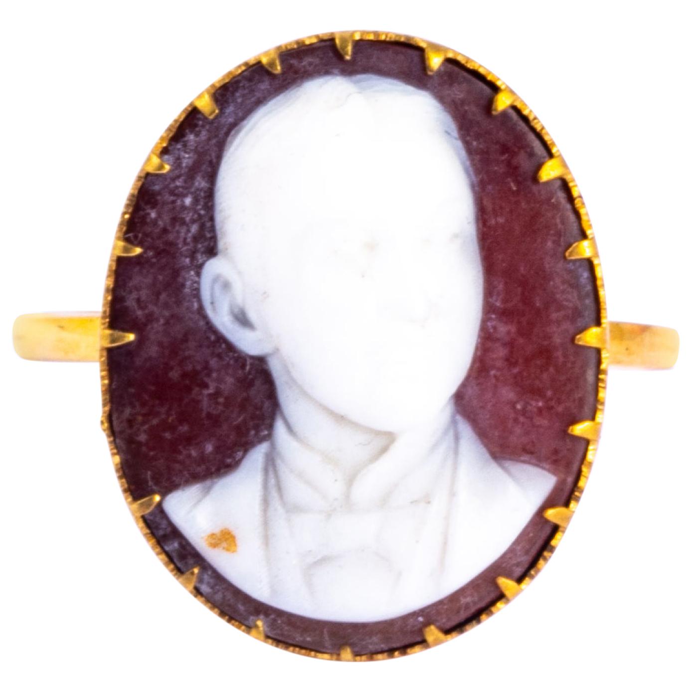 Victorian 18 Carat Gold Cameo Ring For Sale