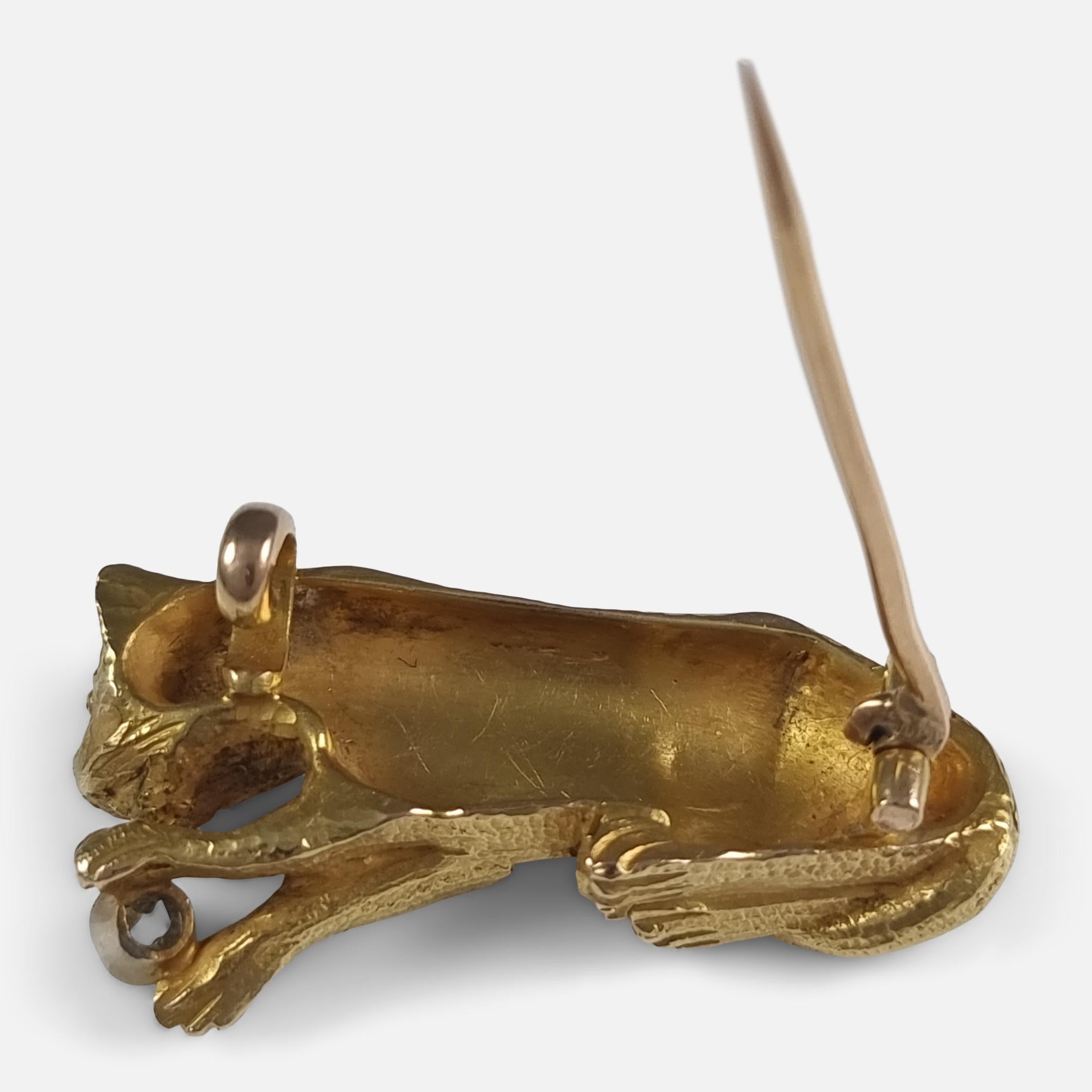 Victorian 18 Carat Gold Diamond Lioness Brooch For Sale 5