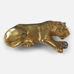 Victorian 18 Carat Gold Diamond Lioness Brooch