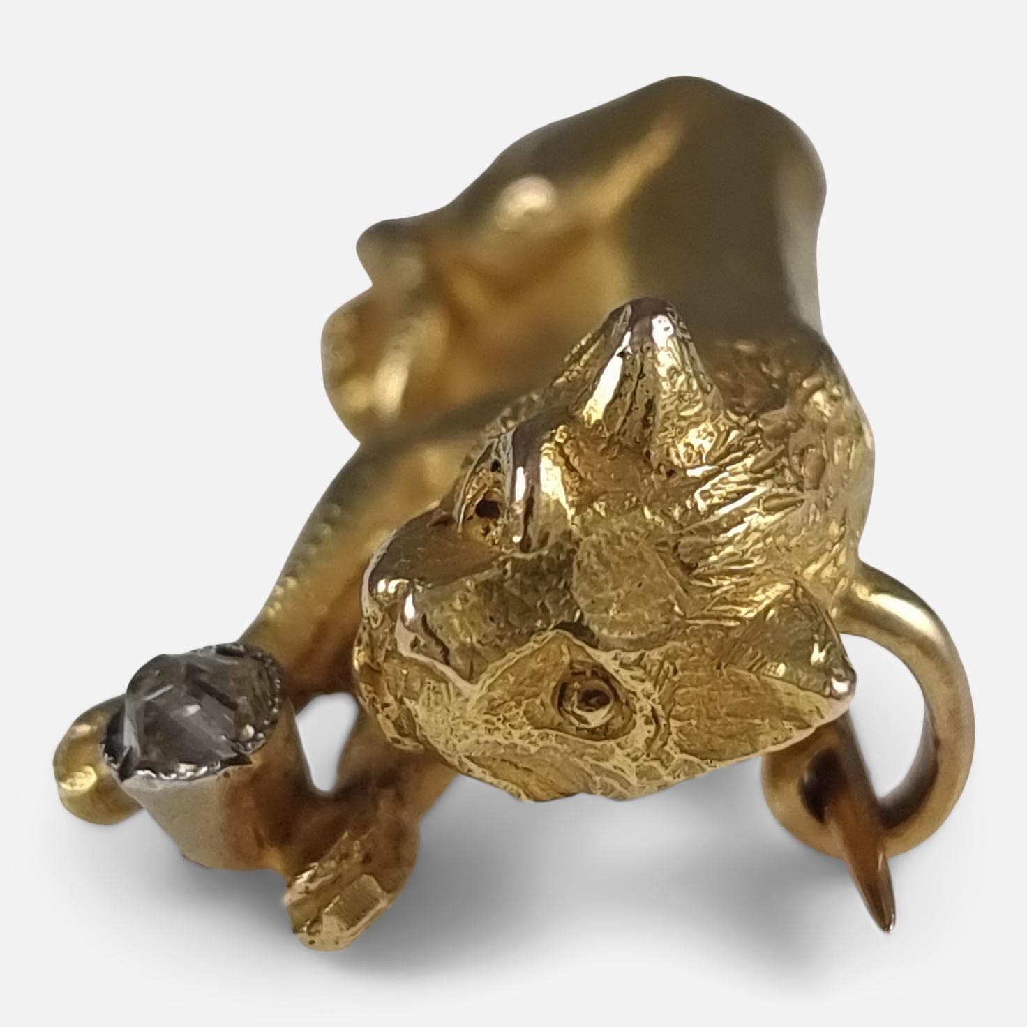 Viktorianische Löwenbrosche aus 18 Karat Gold mit Diamanten im Zustand „Gut“ im Angebot in Glasgow, GB