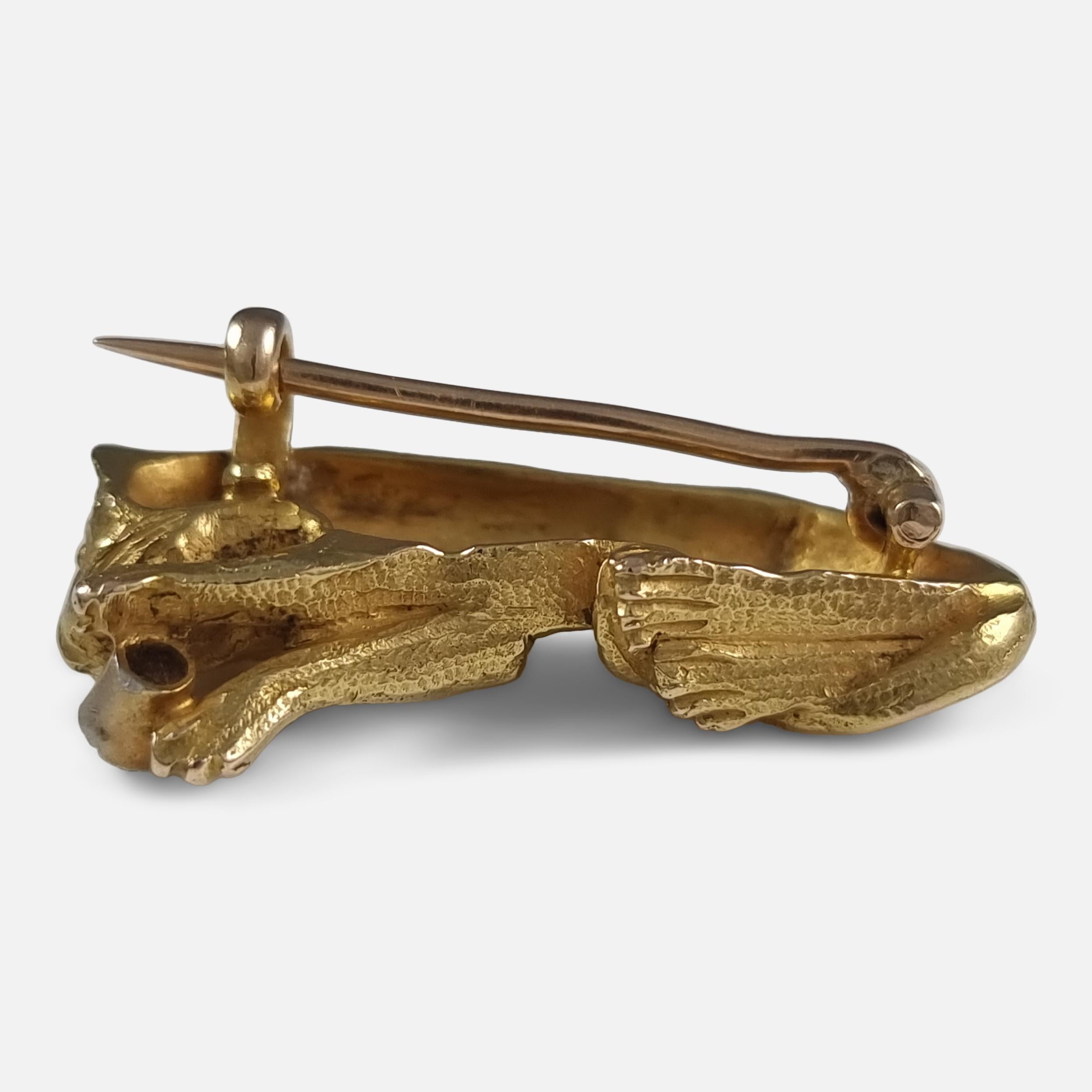 Victorian 18 Carat Gold Diamond Lioness Brooch For Sale 3