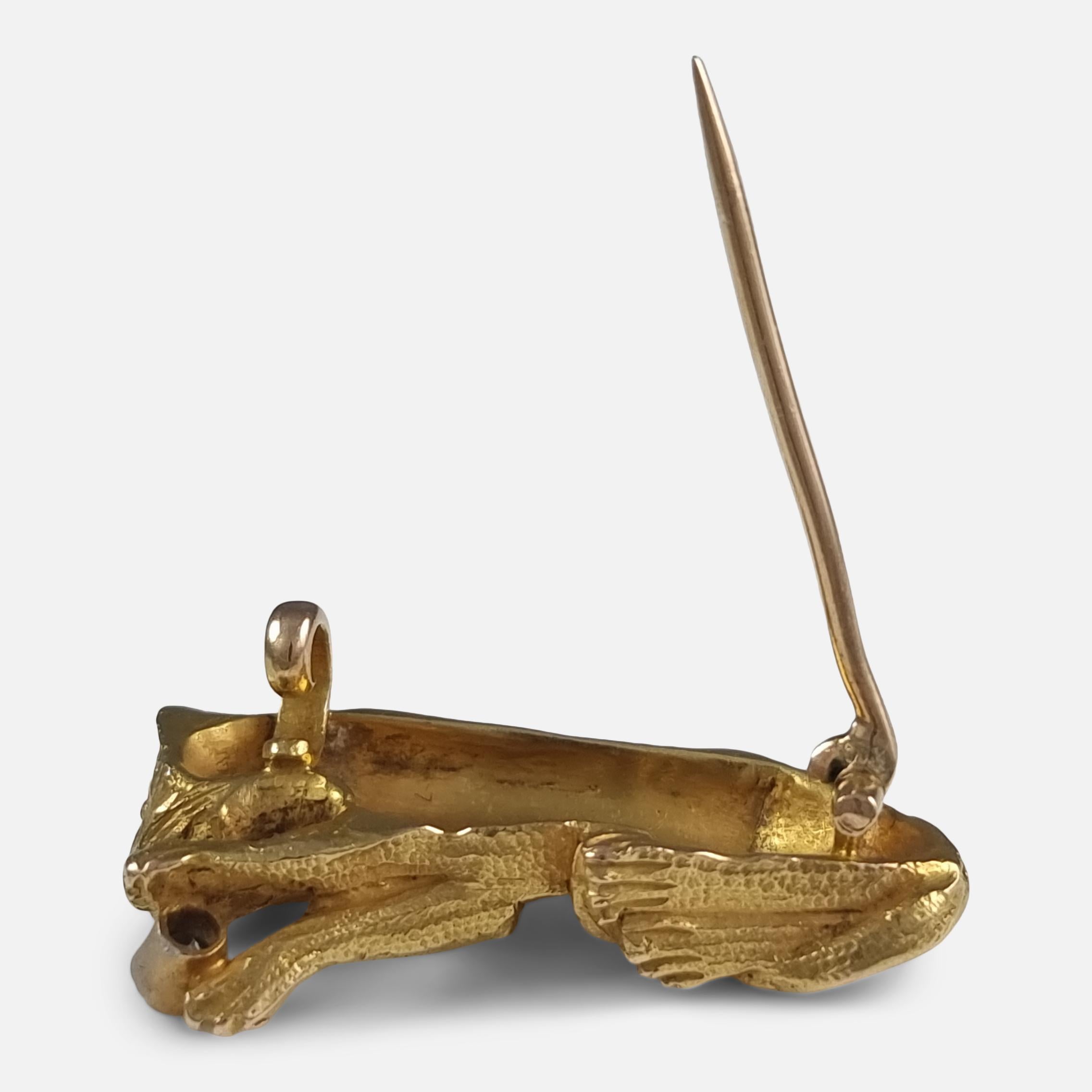 Victorian 18 Carat Gold Diamond Lioness Brooch For Sale 4