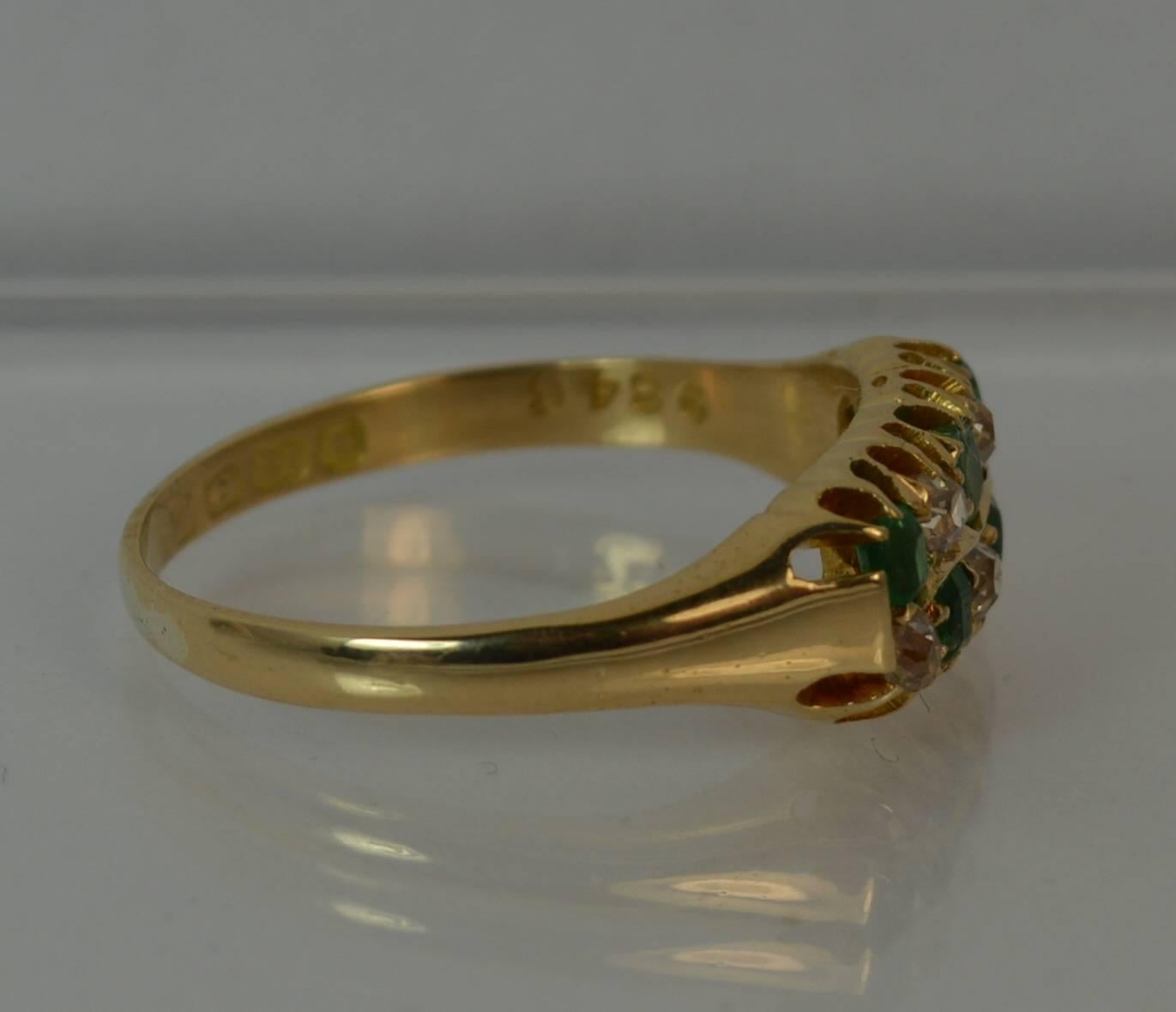 Victorian 18 Carat Gold Emerald and Old Cut Diamond Two-Row Chequerboard Ring 8