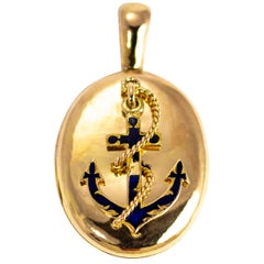 Victorian 18 Carat Gold Enamel Anchor Motif Locket