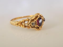 Victorian 18 Carat Gold Garnet Diamond Ring
