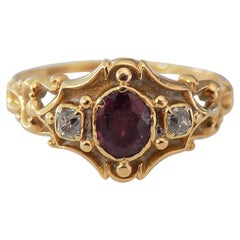 Victorian 18 Carat Gold Garnet Diamond Ring