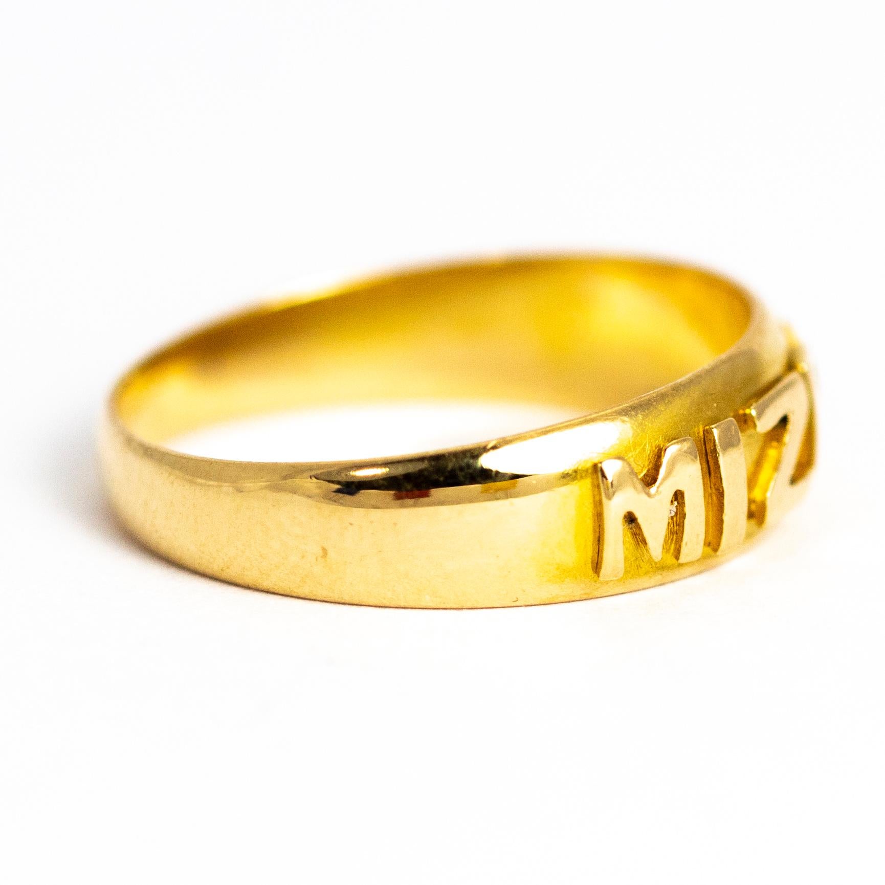 Victorian 18 Carat Gold Mizpah Ring In Good Condition In Chipping Campden, GB